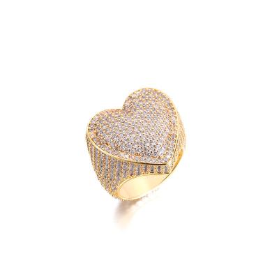 China TRENDY INS Tide Brand Accessories Personality Hip Hop Ring 18k Gold Plated Big Brass Inlaid Zircon 3a Chunky Rings Love for sale