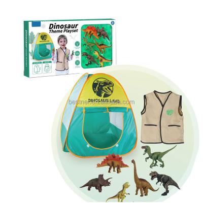 China Eco-Friendly Kids Learning Riomst 2021 New Gift House Toy With Tent Role Play Vest Simulation Dinosaur 6 Pieces For Kids Dinosaur Theme Playset for sale