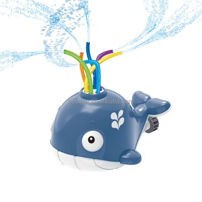 China 2021 Bath Toy Riomst 2021 New Cheap Cute Plastic Toy Ready Time To Board Backyard Turtle Whale Flower Sprinkler Rotating Toy for sale