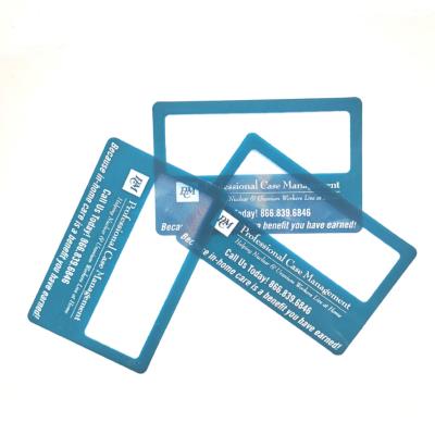 China Low Frame Design Riomst 3X Reading Aid Low Vision PVC Name Card Ultra Thin Customer Locator Magnifier Plastic Plastic Business Cards for sale