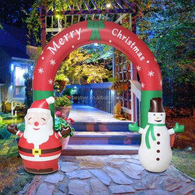 China New Christmas Day Riomst Decorative Christmas Decorations Santa Claus Snowman Inflatable Arch with LED Lights - 8ft Christmas Ornament Archway for sale