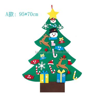 China Decorative Christmas Day Riomst Felt Christmas Tree 3.7ft DIY Christmas Tree with Detachable Ornaments Wall Hanging Christmas Gifts Decorations for Kids for sale