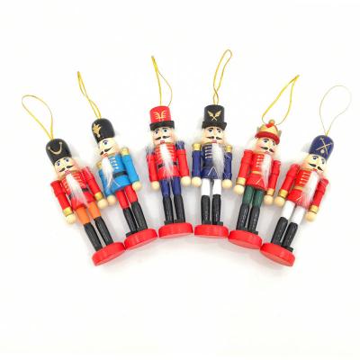 China Creative Red Hanging Soldiers Christmas Tree Ornament Wooden Nutcracker New Riomst Soldier 5pcs Chirstmas Decor Gift For Kids for sale