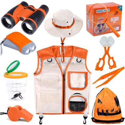 China Bestner TELESCOPE Adventure Kit Kids Outdoor Educational Set with Costume Vest Hat Logo Cap Binoculars Flashlight Magnifier for sale