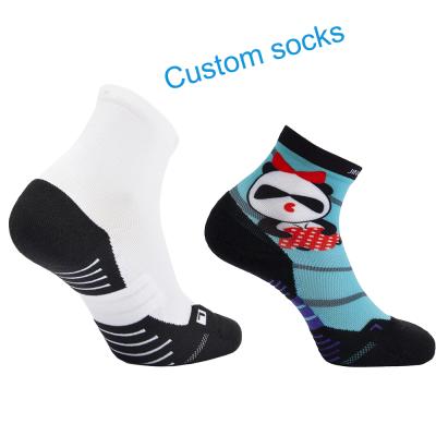 China Breathable Custom 3d Animal Printed Socks Low MOQ Cotton Ankle Terry Bottom Customize All Over Print Sports Socks for sale