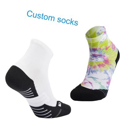 China Breathable Athletic Towel Bottom Sports Ankle Socks Polyester Shockproof Custom Printed Basketball Running Thigh High Socks for sale