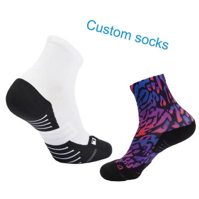 China Breathable Unisex Sublimation Athletic Socks Custom Made Your Style Wholesale Custom Women Men Ankle Sports Socks for sale