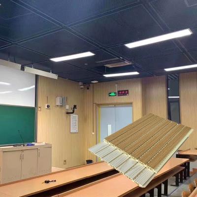 China Environment Friendly Slotted Wooden Sound Absorbing Panels Wpc Interior Wall Panel Acoustic Panel Suitable For Indoor for sale