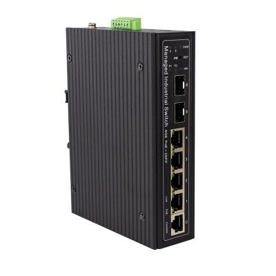 China LACP Managed Industrial Network Switch 4 Ports Ethernet Switch 2 Gigabit SFP Ports POE Switch for sale