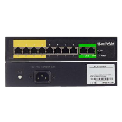 China LACP 250m Long Range Ethnernet Switch 8 Port Unmanaged Desktop 10/100Mbps POE Switch for sale