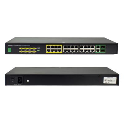 China Professional LACP 370W 24Ports CCTV Gigabit PoE Switch with 2 Gigabit Port Combo Network Switch for sale