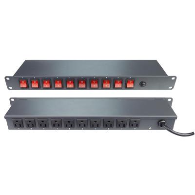 China Commercial Rack Mount Distribution Power Unit 1U DC12V 10A 10 Outlet USA PDU With Inverter for sale