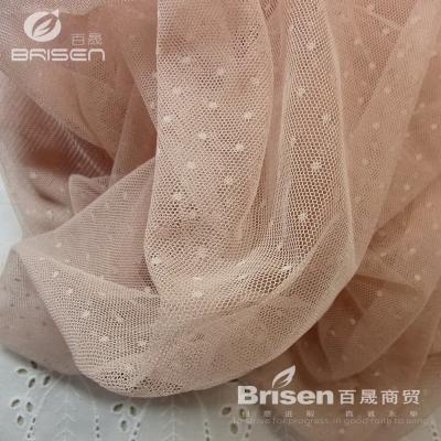 China Excellent Quality Breathable 100% Polyester 50D FDY Dot Tulle Mesh Fabric for sale