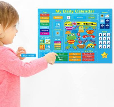 China Kids Educational Toys My First Daily Calendar 65Pcs Felt Board Circle Time Learning Center Kindergarten for sale