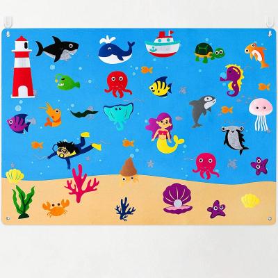 China Early Education 45Pcs Under The Sea Teaching Felt Board History Set 3.5ft Ocean Creatures Aquarium Storytelling Flannel for sale