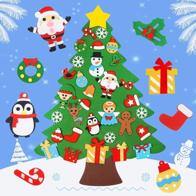 China Festival Decoration Felt Christmas Tree For Kids Wall, 32Pcs DIY Toddler Felt Christmas Tree, Door Hanging Felt Kids Christmas Tree for sale