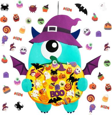 China Festival DIY Halloween Decoration Felt Pumpkin Monster Craft Kit, with 30pcs Different Patterns, Felt Ornaments for Wall Door Hanging for sale