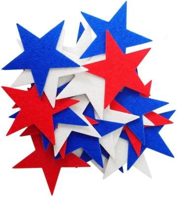 China 36 Pieces Tear-Resistant 4th Inch Felt Star Laser Cutout Red, White, & Blue 4th Felt Star Laser Adhesive Craft Scrapbooking Stickers July Felt for sale