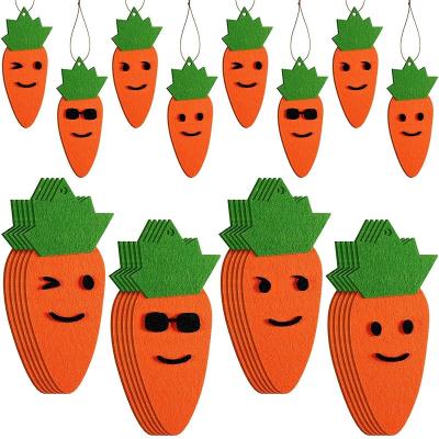 China Easter Hanging 20 Pieces Happy Easter Felt Carrot Sign Welcome Spring Door Sign Plaque Easter Hanging Carrots Hanging Ornaments for sale