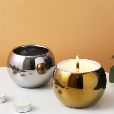 China Modern Christmas Wedding Decoration Gold Candle Container Cheap Jar Candle Gift Set Luxury Ceramic Empty Candle Jars for sale