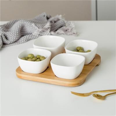 China Sustainable Daily Used 3 Inch 4 Pcs Cheap Stackable Porcelain Ceramic Luxury Serving Bowl Sauce Bowls for sale