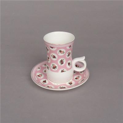 China Sustainable Wedding Turkish Floral Printed Modern Drinkware Middle East Tea 100ml Custom Cup And Saucer for sale