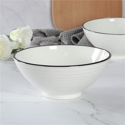 China Custom Logo Sustainable Hot Selling Household Bowls Ceramic Noodle Bowl Serving Tableware for sale