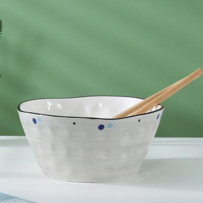 China Viable Wholesale Modern Home Hotel Restaurant Japanese Style Cheap Ceramic Noodle Bowl Ceramic Salad Bowl for sale