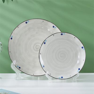 China Japanese Style Restaurant Tableware Dish Disposable Modern Home Custom Round Ceramic Dinner Dishes for sale