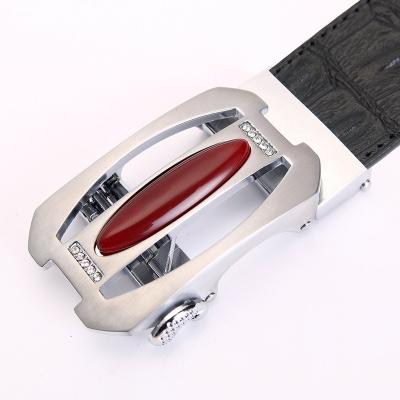 China Fashion.Casual Two Layer Belt High Quality High End Jade Inlaid Belt Men's Crocodile Leather Belt for sale