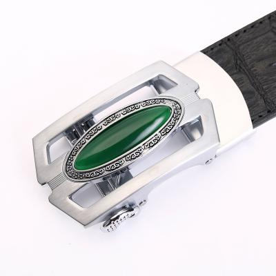 China Fashion.Casual high-end jade inlaid belt fashion business belt men's crocodile leather belt for sale