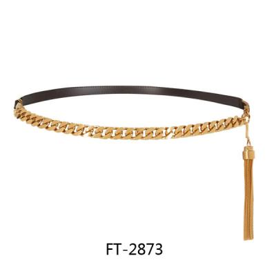 China Fashion Style 1.2cm Gold Chain Belts Alloy And PU for sale