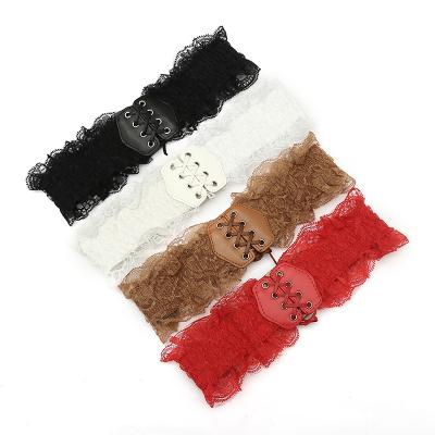 China ALLOY Custom Logo New Design Wholesale Custom Made Soft Lace Wide Belt For Dress for sale