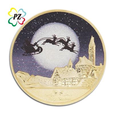 China Custom America Christmas Santa Sleigh Souvenir Coins for sale