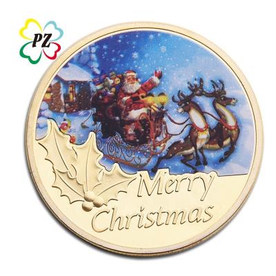 China Custom America Santa Claus Elks Sleigh Souvenir Coins for sale