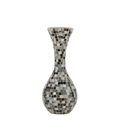 China Art Decor Handmade Multicolor Mosaic Modern Glass Floor Tall Vase for Home Decoration for sale