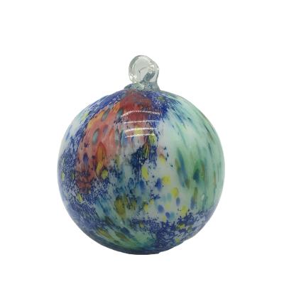 China Glazed Hanging Staring Ball 20cm Multicolor Rustic With Iron Chain for sale