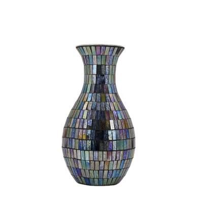 China Art Decor Handmade Luxury Home Decoration Large Bulging Glass Mosaic Vase 18.5*35cm for sale