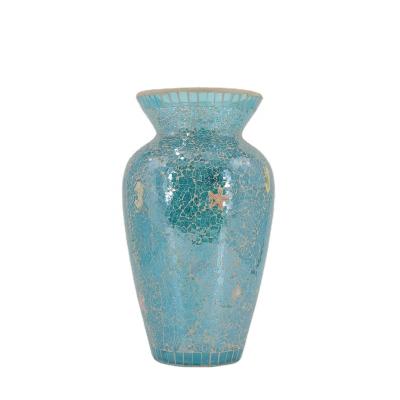 China Art Decor Tall Bulging Handmade Home Decoration Hot Sale Mosaic Glass Vase for sale