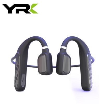 China Blue Design Neckband Bone Conduction Headphones Tooth 5.0 Radio Open Ear Earbuds With Mic Sports Earphones Headset For Running Fitness for sale