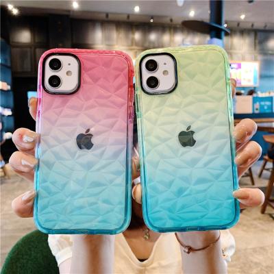 China New Luxury 3D Rainbow Crystal Gradient Anti-fall Diamond Translucent Soft Tpu Shockproof Phone Bumper Case For Samsung S20 plus S21 ultra for sale