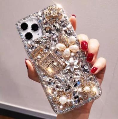 China Hot Luxury Anti-fall Rhinestone Case For Samsung Galaxy S21 Ultra Cell Phone For iPhone 13 Case 2021 Sparkle Sparkle Phone Case Unique for sale