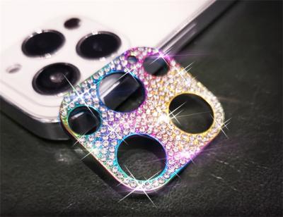 China Colorful iPhone 12 mini 11 pro Max Glitter Crystal Len Protector Diamond Camera Lens Protector For camera protection glitter on iPhone 12 pro max for sale