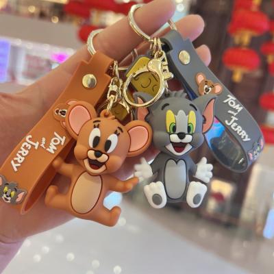 China Cartoon Creative animation cartoon keychain cat and mouse PVC keychain bag pendant keychain small gift wholesale for sale