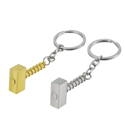 China Metal Hot movie Thor keychain metal hammer key charm plating gold silver small gift keychain for sale