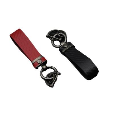 China Leather High-end carbon fiber pattern car keychain Fiber belt anti-loss keychain Custom color car keychain for sale