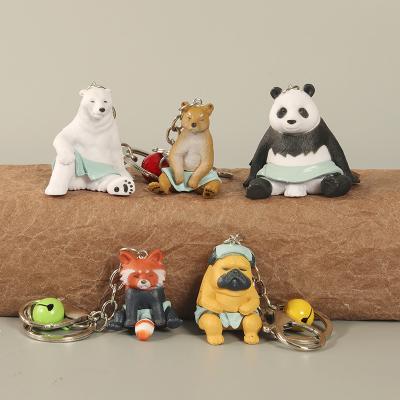 China Cartoon Cartoon animal panda doll keychain PVC boutique decorations bell pendant Art bag pendant small gift keychain for sale