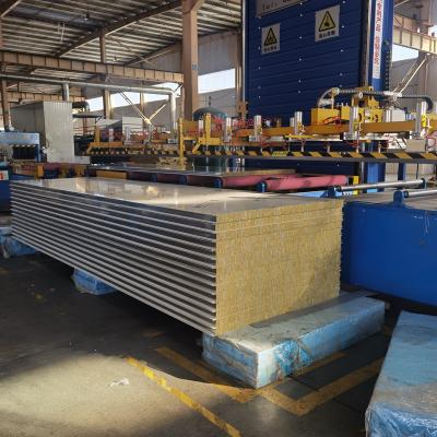 China Modern Rock Wool Insulation Sandwich Panel Roof Sheet Galvanized Steel Corrugated Roof Panel for sale