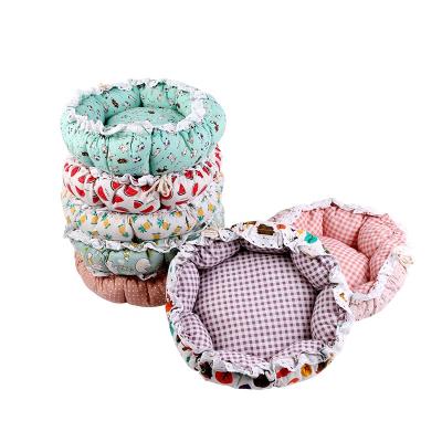 China Hot Selling Washable Round Pet Beds Lovely Pet Cozy Kennel House for sale