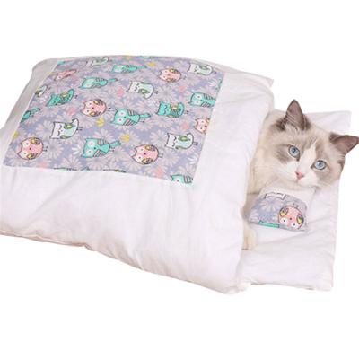 China Removable Pet Breathable Products Sleeping Bag Sofas Mat Warm Cat House Small Pet Bed Puppy Kennel Nest Cushion for sale